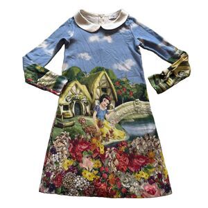 Monnalisa Girls Snow White Designer Dress Italian Size 9 Disney Fairytale Garden